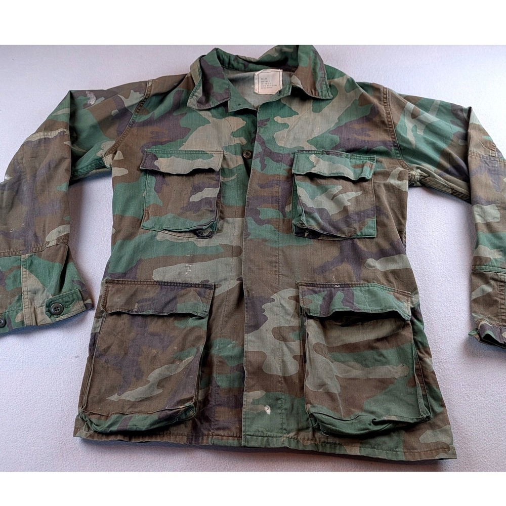 US Military Woodland Camo Field Jacket M81 Combat Coat Small Long
